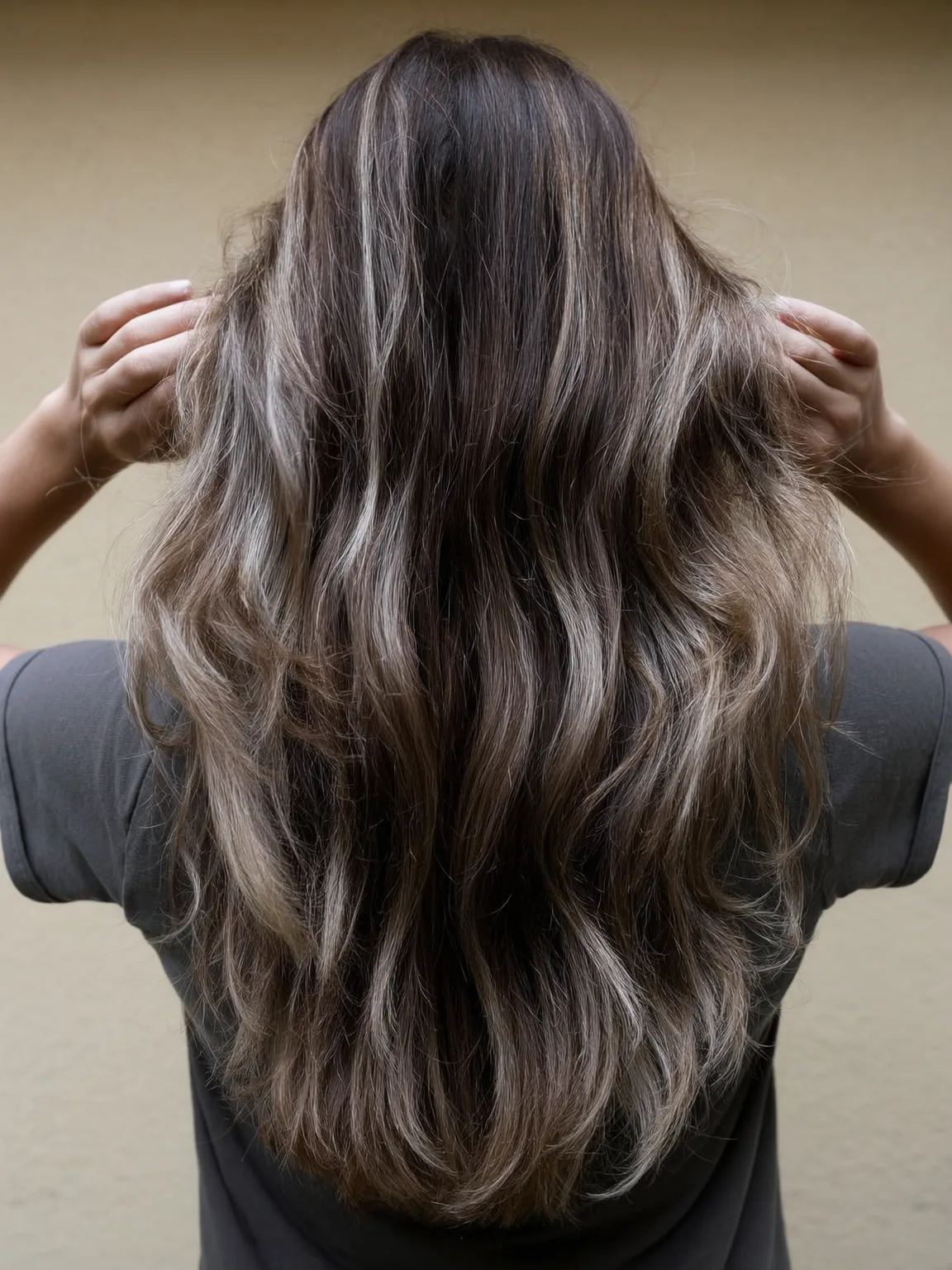 Long Wavy Layers with Ash Bronde Balayage